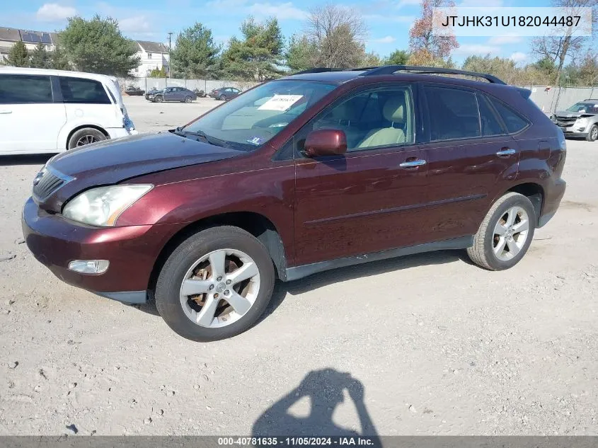 2008 Lexus Rx 350 VIN: JTJHK31U182044487 Lot: 40781635