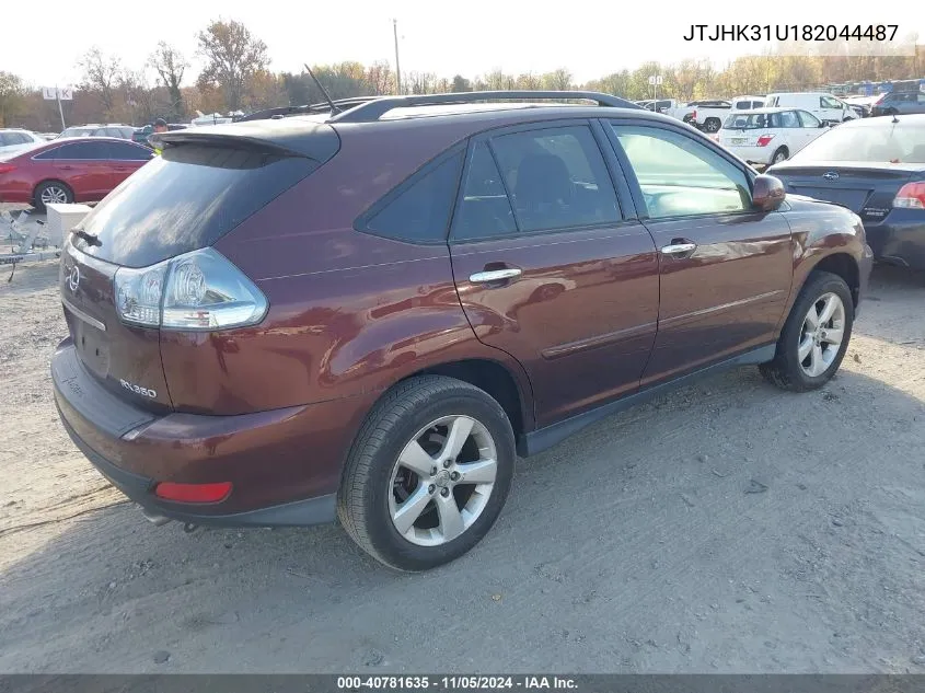 2008 Lexus Rx 350 VIN: JTJHK31U182044487 Lot: 40781635