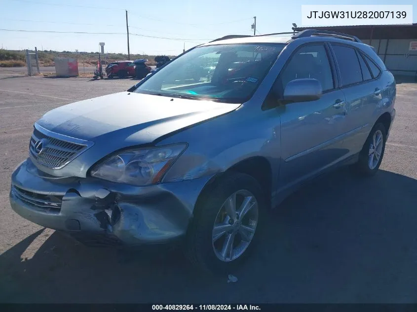 2008 Lexus Rx 400H VIN: JTJGW31U282007139 Lot: 40829264