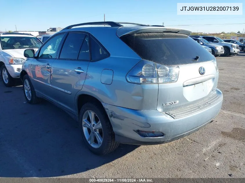 2008 Lexus Rx 400H VIN: JTJGW31U282007139 Lot: 40829264