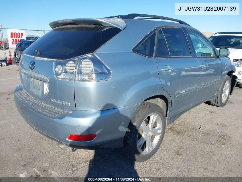 2008 Lexus Rx 400H VIN: JTJGW31U282007139 Lot: 40829264