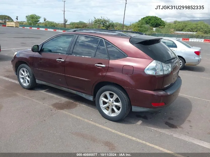 2009 Lexus Rx 350 VIN: JTJGK31U299852335 Lot: 40585577