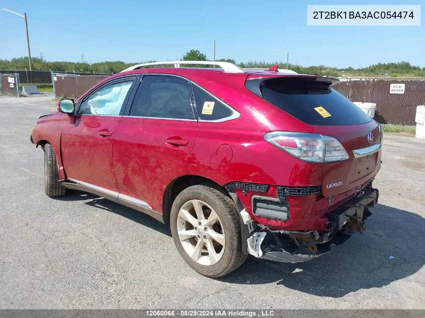 2010 Lexus Rx 350 VIN: 2T2BK1BA3AC054474 Lot: 12060066