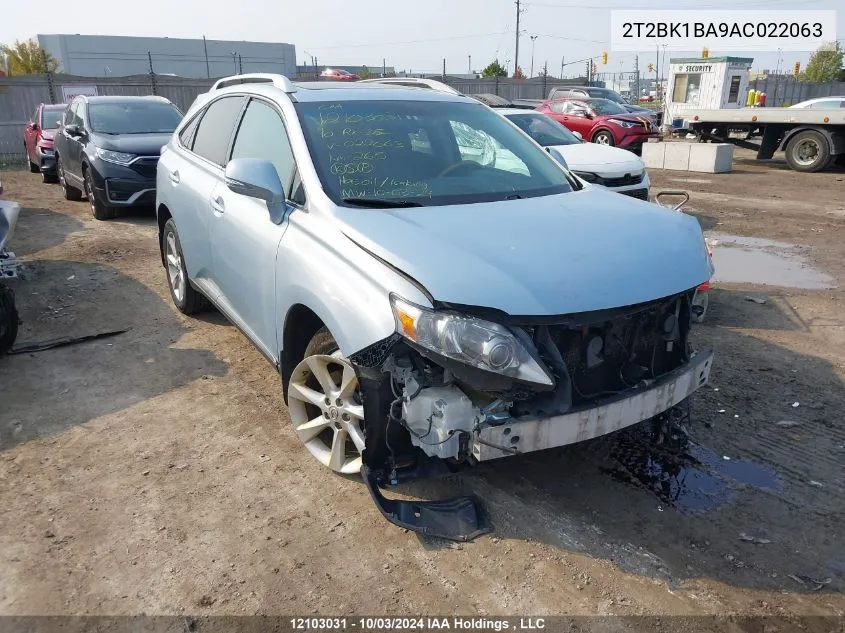 2010 Lexus Rx 350 VIN: 2T2BK1BA9AC022063 Lot: 12103031