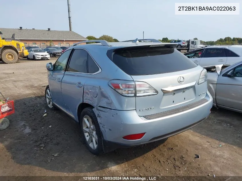 2010 Lexus Rx 350 VIN: 2T2BK1BA9AC022063 Lot: 12103031