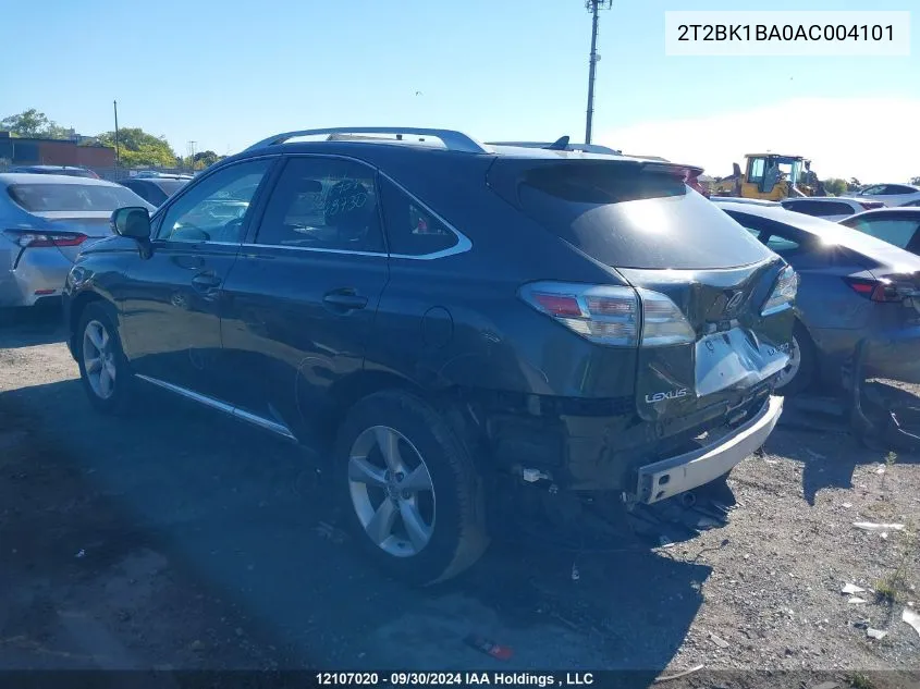 2010 Lexus Rx 350 VIN: 2T2BK1BA0AC004101 Lot: 12107020