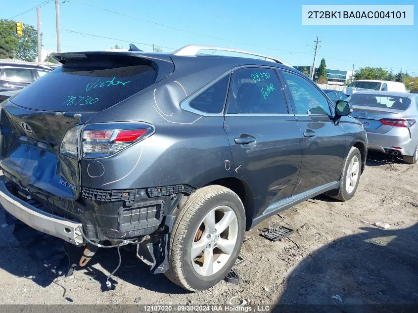 2010 Lexus Rx 350 VIN: 2T2BK1BA0AC004101 Lot: 12107020