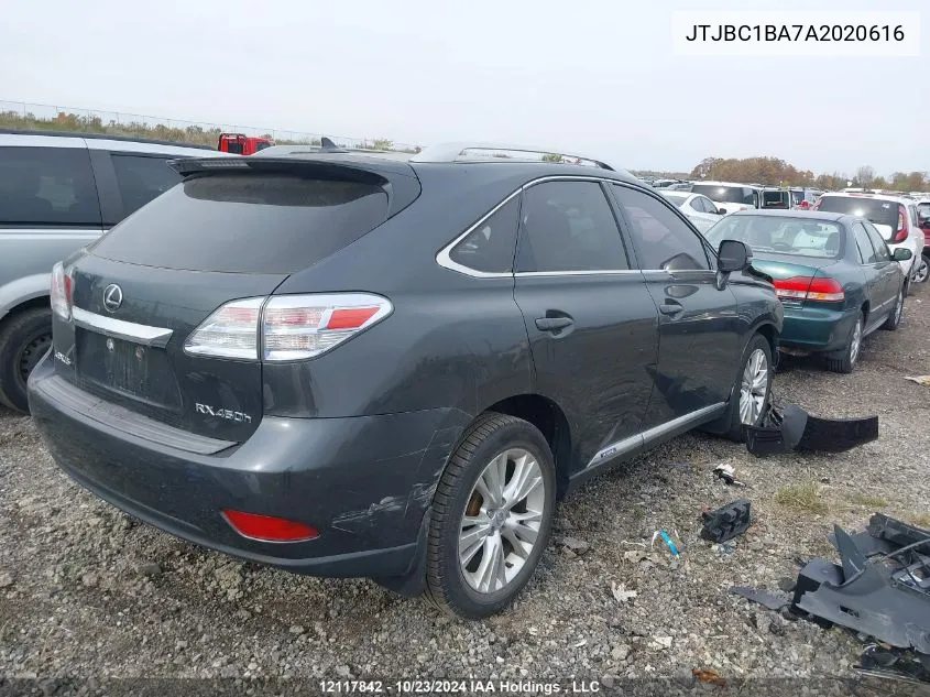 2010 Lexus Rx 450 VIN: JTJBC1BA7A2020616 Lot: 12117842