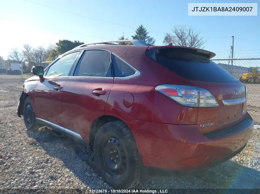 2010 Lexus Rx 350 VIN: JTJZK1BA8A2409007 Lot: 12123675