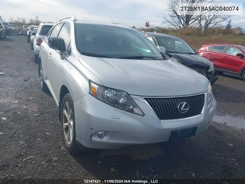 2010 Lexus Rx 350 VIN: 2T2BK1BA5AC040074 Lot: 12147421