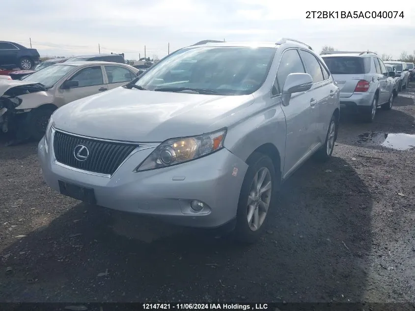 2010 Lexus Rx 350 VIN: 2T2BK1BA5AC040074 Lot: 12147421