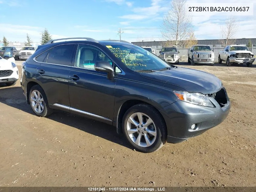 2010 Lexus Rx 350 VIN: 2T2BK1BA2AC016637 Lot: 12151245