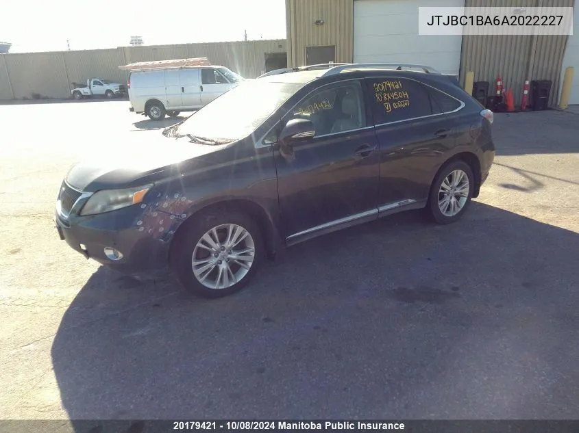 2010 Lexus Rx450H VIN: JTJBC1BA6A2022227 Lot: 20179421