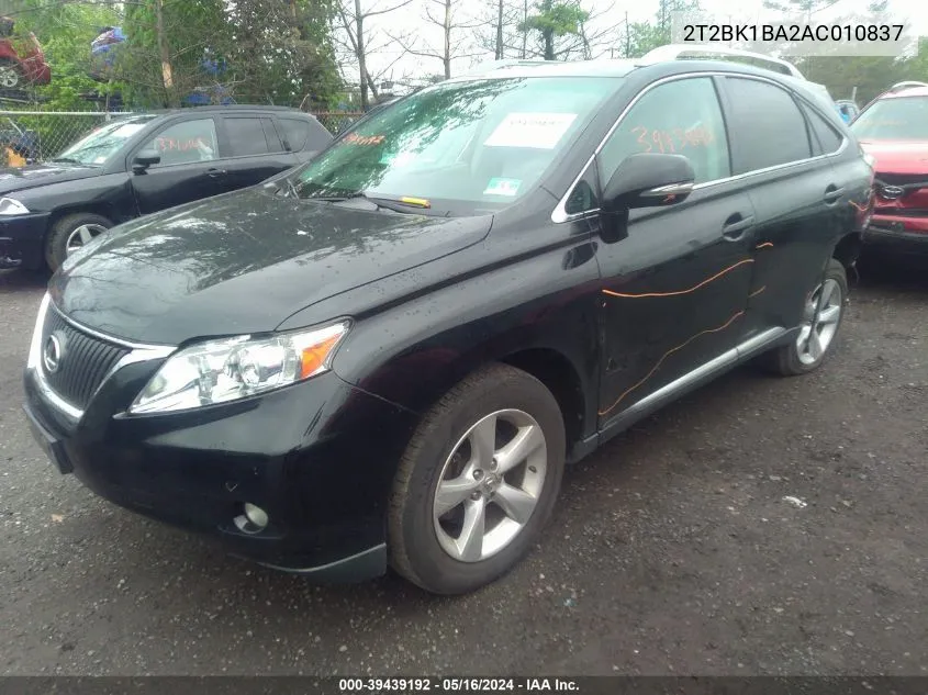 2010 Lexus Rx 350 VIN: 2T2BK1BA2AC010837 Lot: 39439192