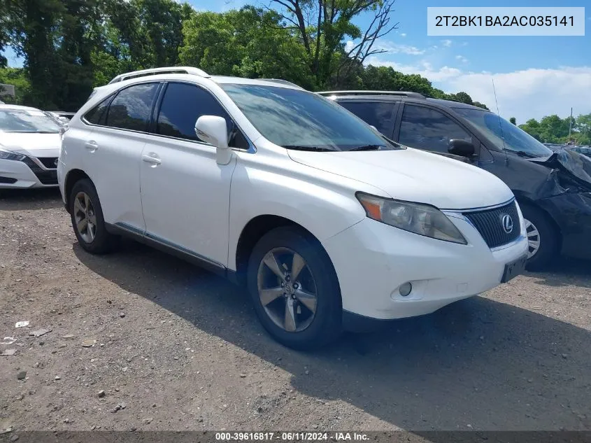 2010 Lexus Rx 350 VIN: 2T2BK1BA2AC035141 Lot: 40424278