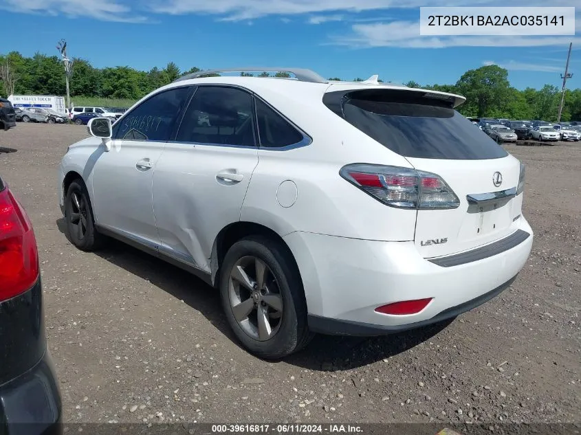 2010 Lexus Rx 350 VIN: 2T2BK1BA2AC035141 Lot: 40424278