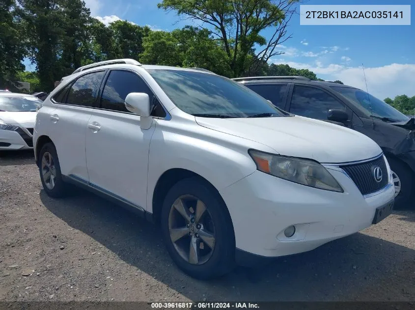 2010 Lexus Rx 350 VIN: 2T2BK1BA2AC035141 Lot: 40424278