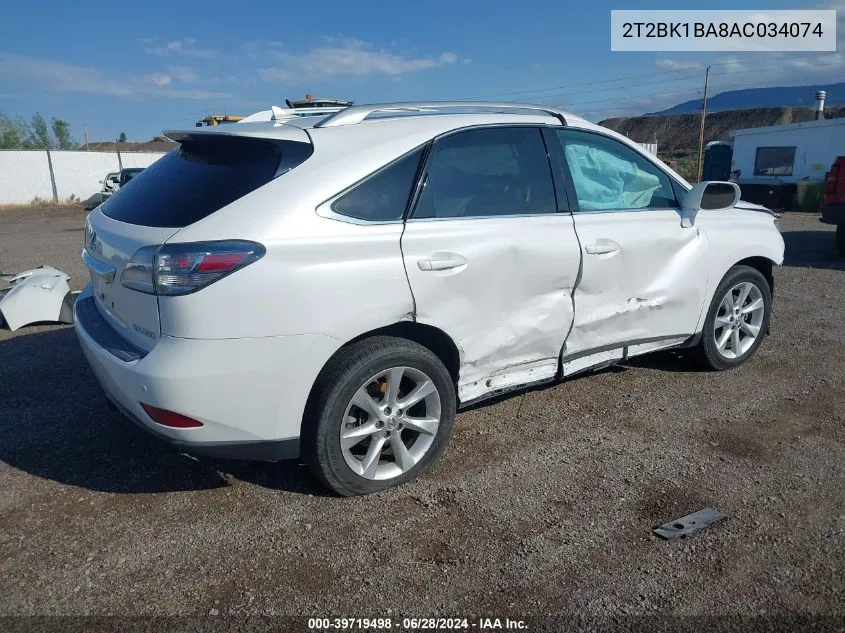 2010 Lexus Rx 350 350 VIN: 2T2BK1BA8AC034074 Lot: 39719498