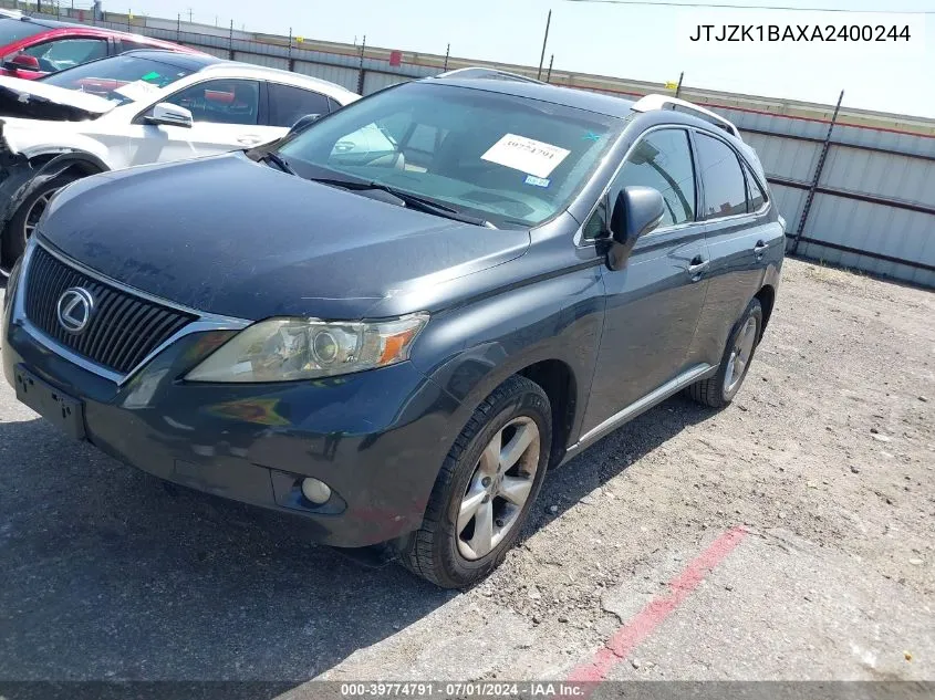 2010 Lexus Rx 350 VIN: JTJZK1BAXA2400244 Lot: 39774791