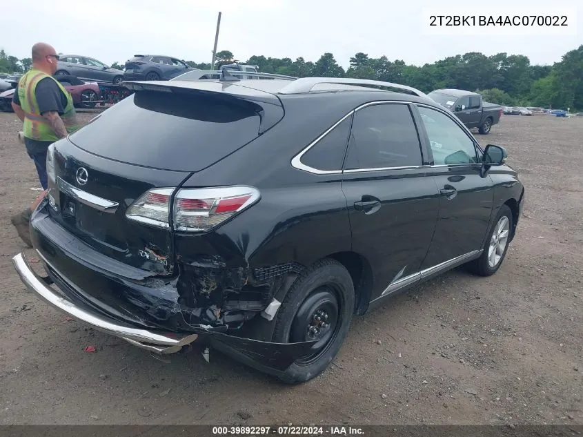 2010 Lexus Rx 350 VIN: 2T2BK1BA4AC070022 Lot: 39892297