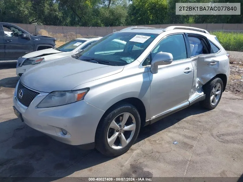 2010 Lexus Rx 350 VIN: 2T2BK1BA7AC077840 Lot: 40027409