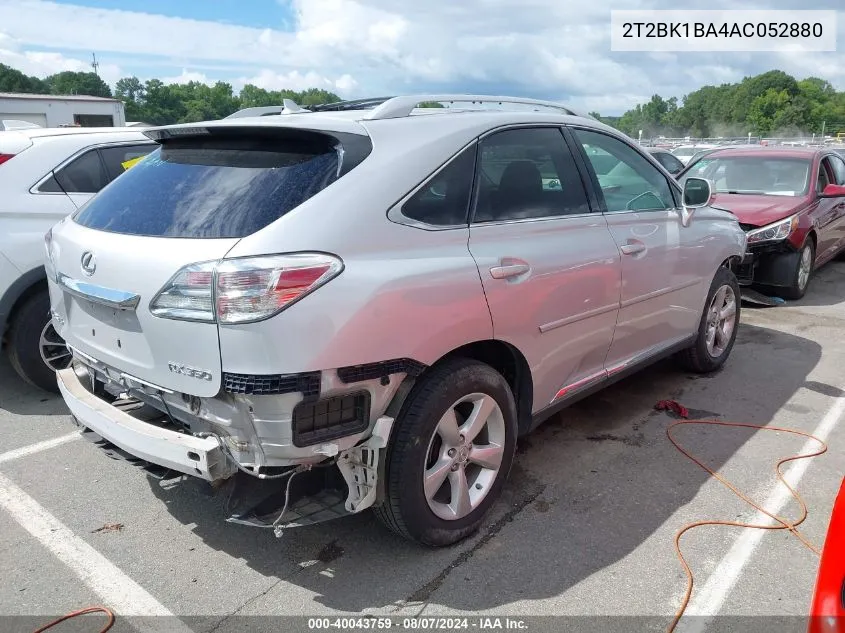 2010 Lexus Rx 350 VIN: 2T2BK1BA4AC052880 Lot: 40043759