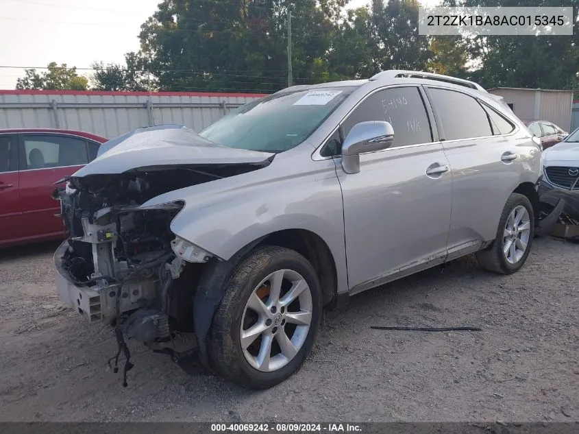 2010 Lexus Rx 350 VIN: 2T2ZK1BA8AC015345 Lot: 40069242