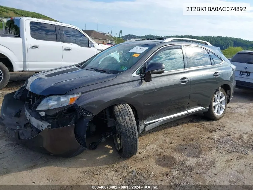 2T2BK1BA0AC074892 2010 Lexus Rx 350