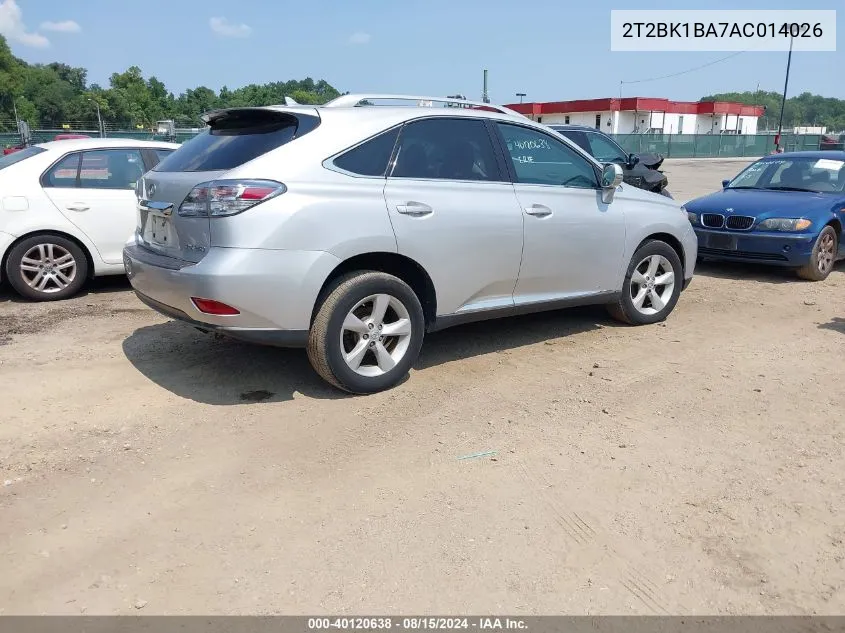 2010 Lexus Rx 350 VIN: 2T2BK1BA7AC014026 Lot: 40120638