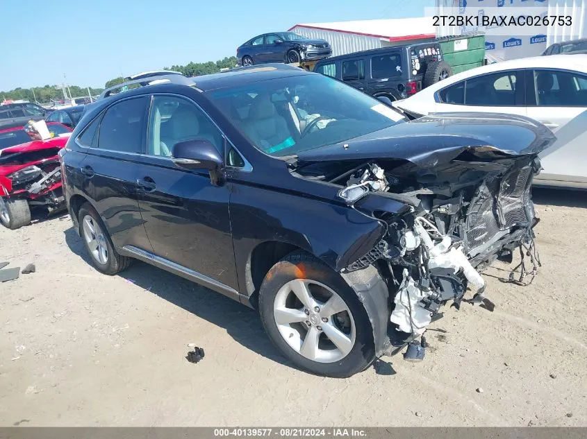 2010 Lexus Rx 350 VIN: 2T2BK1BAXAC026753 Lot: 40139577