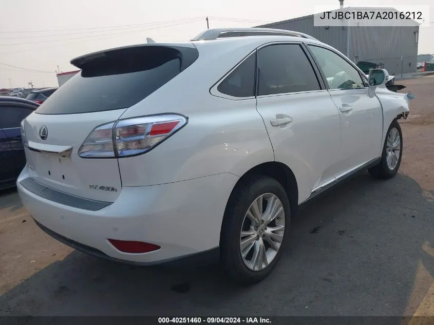 JTJBC1BA7A2016212 2010 Lexus Rx 450H