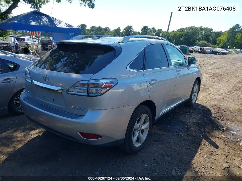 2010 Lexus Rx 350 VIN: 2T2BK1BA1AC076408 Lot: 40267124