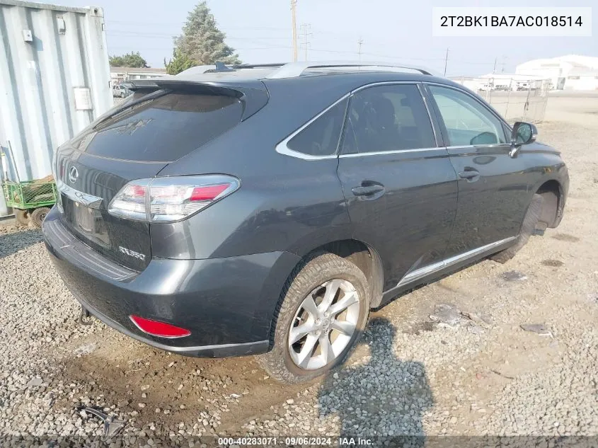 2010 Lexus Rx 350 VIN: 2T2BK1BA7AC018514 Lot: 40283071