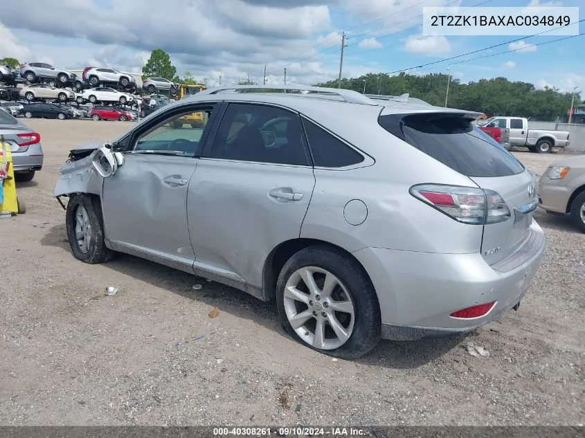 2010 Lexus Rx 350 VIN: 2T2ZK1BAXAC034849 Lot: 40308261