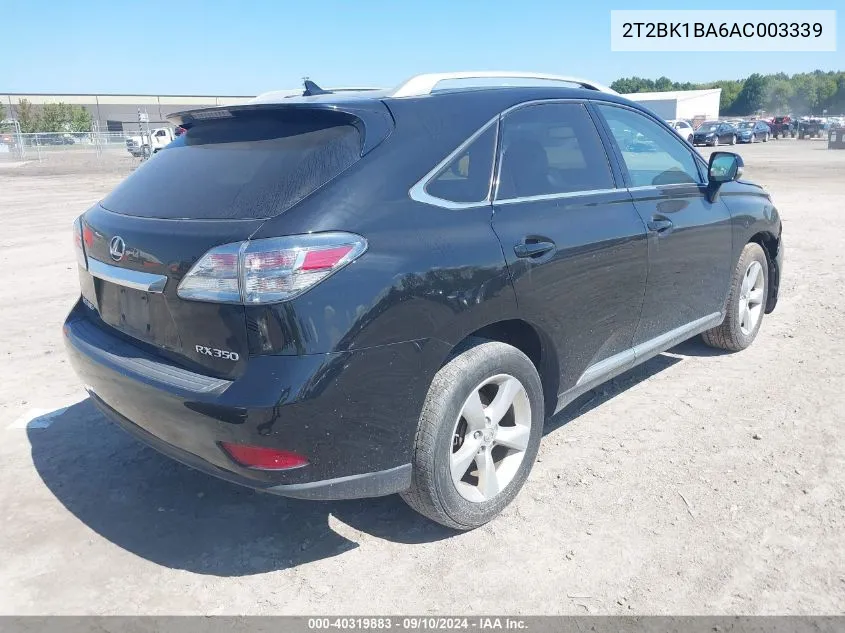 2010 Lexus Rx 350 VIN: 2T2BK1BA6AC003339 Lot: 40319883