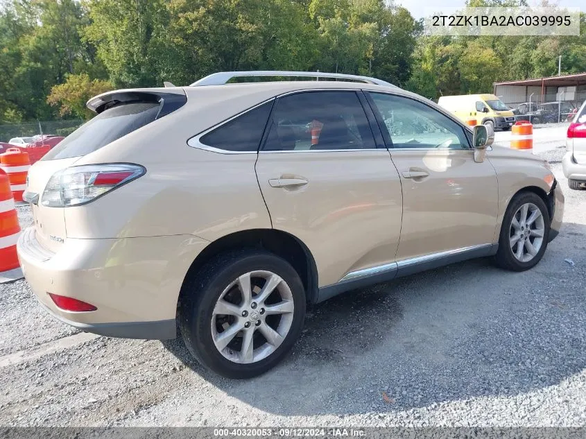 2010 Lexus Rx 350 350 VIN: 2T2ZK1BA2AC039995 Lot: 40320053