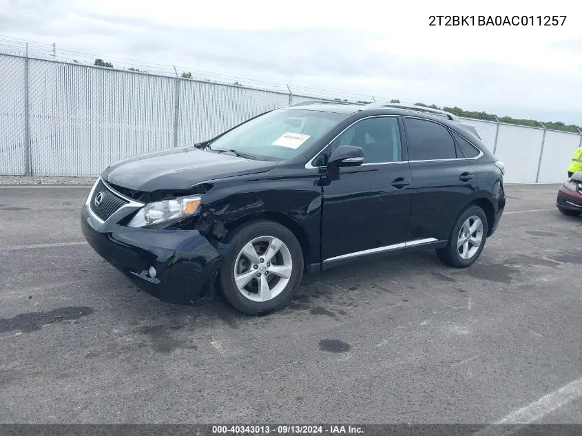 2010 Lexus Rx 350 VIN: 2T2BK1BA0AC011257 Lot: 40343013