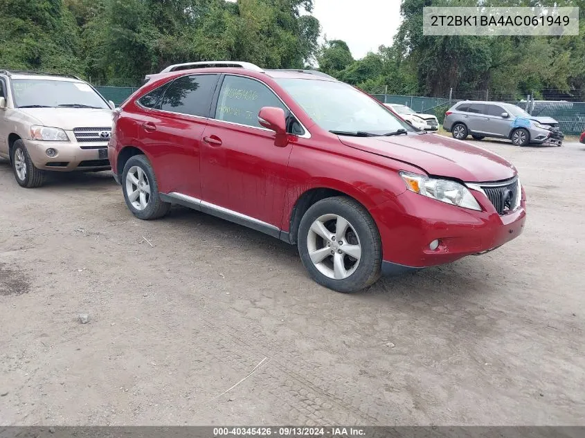 2010 Lexus Rx 350 VIN: 2T2BK1BA4AC061949 Lot: 40345426