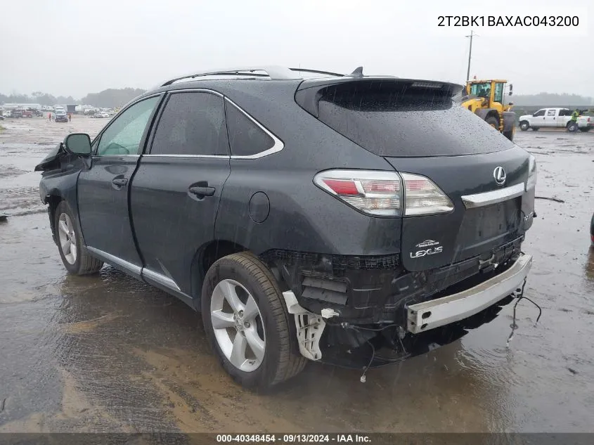 2010 Lexus Rx 350 VIN: 2T2BK1BAXAC043200 Lot: 40348454