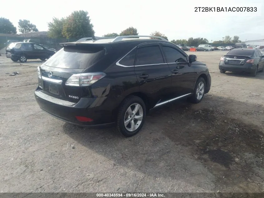 2010 Lexus Rx 350 VIN: 2T2BK1BA1AC007833 Lot: 40348594