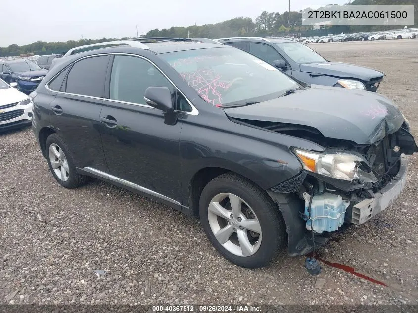 2010 Lexus Rx 350 VIN: 2T2BK1BA2AC061500 Lot: 40367512