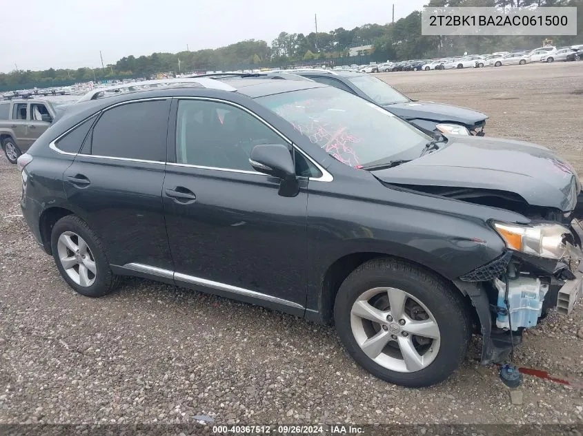 2010 Lexus Rx 350 VIN: 2T2BK1BA2AC061500 Lot: 40367512