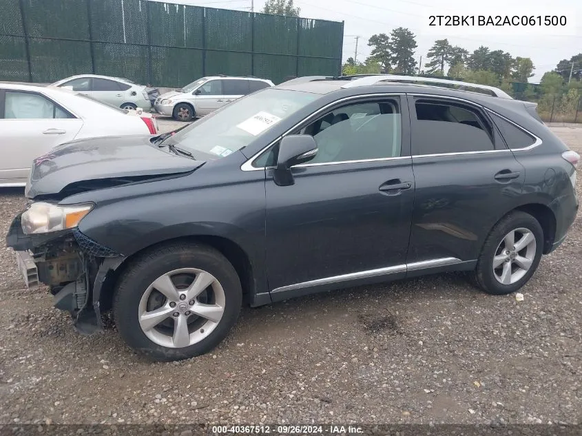 2010 Lexus Rx 350 VIN: 2T2BK1BA2AC061500 Lot: 40367512