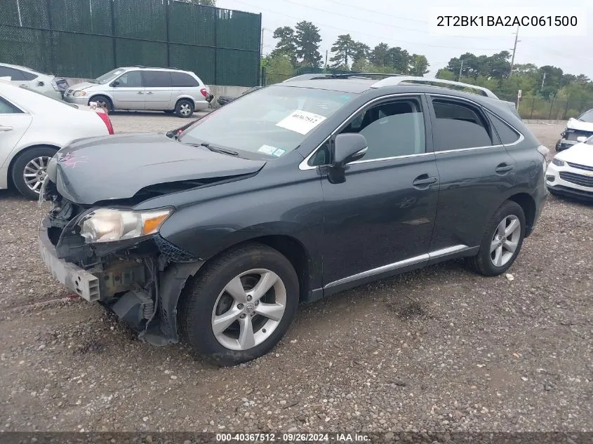 2010 Lexus Rx 350 VIN: 2T2BK1BA2AC061500 Lot: 40367512