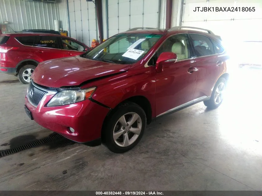 2010 Lexus Rx 350 VIN: JTJBK1BAXA2418065 Lot: 40382448