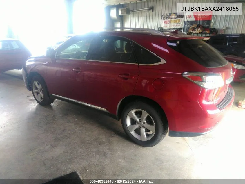 2010 Lexus Rx 350 VIN: JTJBK1BAXA2418065 Lot: 40382448