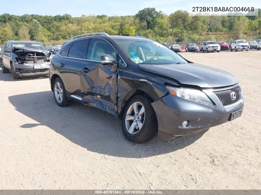 2010 Lexus Rx 350 VIN: 2T2BK1BA8AC004668 Lot: 40391343