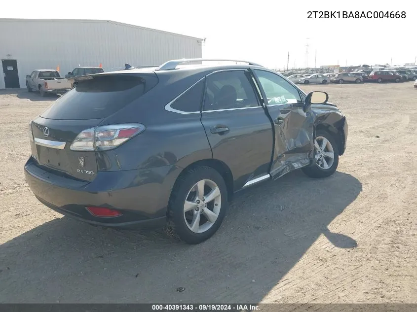 2010 Lexus Rx 350 VIN: 2T2BK1BA8AC004668 Lot: 40391343