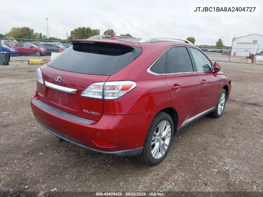 2010 Lexus Rx 450H 450 VIN: JTJBC1BA8A2404727 Lot: 40409428