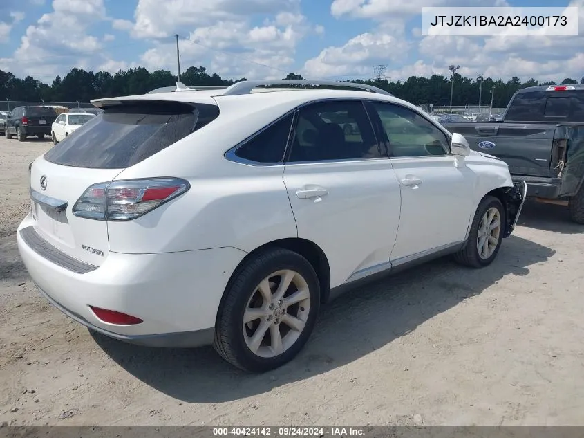 2010 Lexus Rx 350 VIN: JTJZK1BA2A2400173 Lot: 40424142